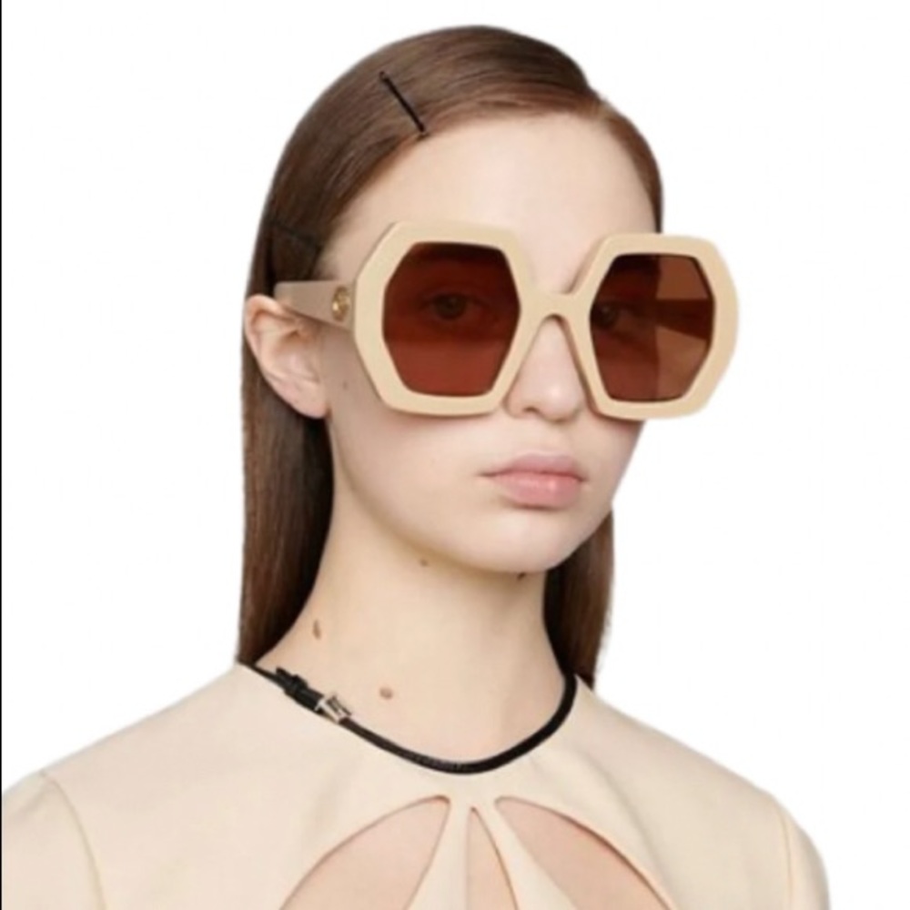 Gucci Ivory / Brown Gg0772s - 002 Oversized Billie Eilish Sunglasses - Picture 5 of 15
